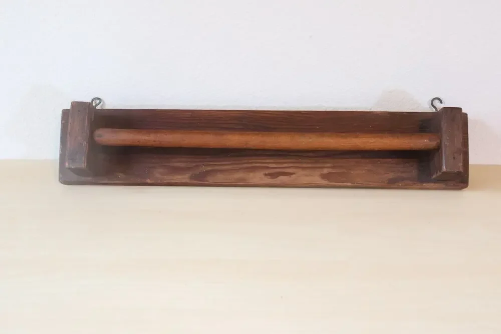 Antique Primitive Wood Towel Rack 16